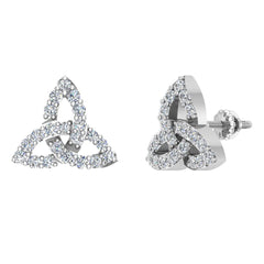 Celtic Knot Pave Diamond Stud Earrings ½ ct White Gold