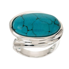 Turquoise Bold Polished East/West Sterling Ring