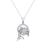 Bottle-Nose Dolphin 18K Gold Diamond Charm Necklace 0.74 cttw-G,VS - White Gold