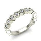 Stacking Circle & Hexagons Milgrain Diamond Wedding Band 0.34 ctw 14K Solid Gold (G,I1) - White Gold