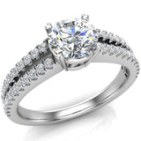 GIA Round brilliant diamond engagement rings split shank 14K 1.10 ct H SI - White Gold