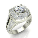 Solitaire Diamond Square Halo Split Shank Wedding Ring 14K Gold-I,I1 - White Gold