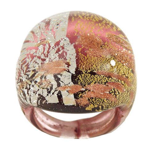 Bold Round Multi-colored Murano Glass Ring