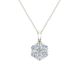 18K Gold Necklace Diamond Cluster Flower Style Glitz Design G,VS - White Gold