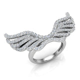 1.12 Ct Trendy Angel Wings Large Diamond Ring 14K Gold (I,I1) - White Gold