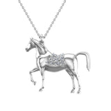 Horse Diamond Necklace for Women 14K Gold 0.20 ct tw (I,I1) - White Gold
