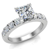 Princess Cut Diamond Engagement Rings for Women GIA Certified 14K Gold - White Gold