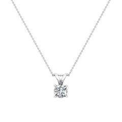Round Brilliant Diamond Solitaire Pendant Necklace 14K White Gold
