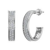 19.63 mm Diameter Dual row Pave Set Diamond Hoop Earrings 1.50 ct 14K Gold-G,SI - White Gold