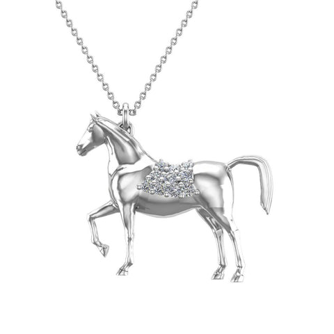 Horse Diamond Necklace for Women 18K Gold 0.20 ct tw (G,VS) - White Gold