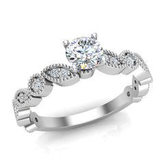 Circle marquee designer diamond engagement rings White Gold