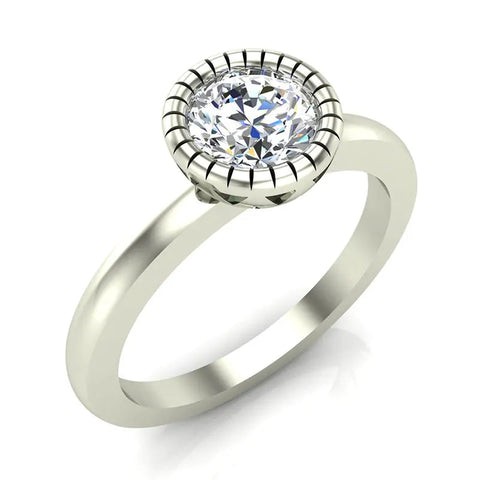 0.75 Carat Simple Vintage Engagement Ring 14K Gold (I,I1) - White Gold