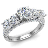 1.94 Ct Five Stone Diamond Wedding Ring 14K Gold (I,I1) - White Gold