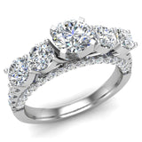 1.94 Ct Five Stone Diamond Wedding Ring 18K Gold (G,VS) - White Gold