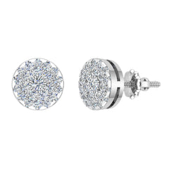 Round Cluster Diamond Earrings 0.56 ctw White Gold