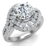 Twirl Diamond Engagement Ring with Channel Set Diamonds 18K Gold G,VS - White Gold