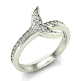 Fish-Tail Design Shank Eternity Band Wedding Ring 14K Gold (I,I1) - White Gold