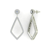 1.82 Ct Magnificent Diamond Dangle Earrings delicate Kite Halo Stud 18K Gold-G,VS - White Gold