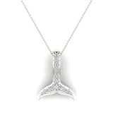 Dolphin Whale Tail Necklace 14K Gold & Diamond-I,I1 - White Gold