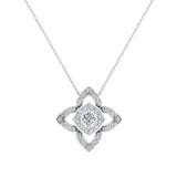 0.90 cttw Floral pattern motif Diamond Necklace 18K Gold (G,VS) - White Gold
