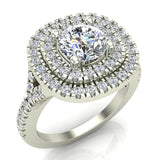 Cushion Halo Diamond Engagement Ring 1.66 cttw 14K Gold-I,I1 - White Gold