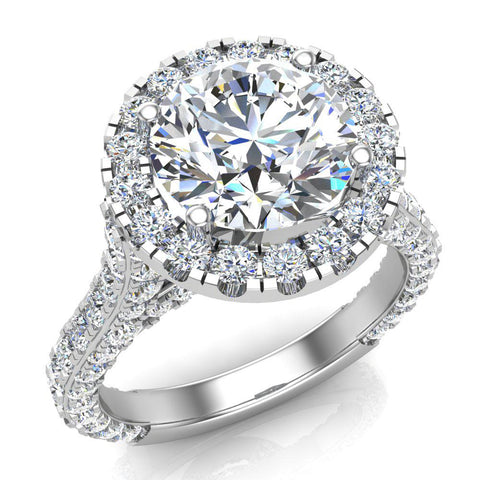 Moissanite Halo Engagement Rings for Women 18k Gold 4.30 carat-G,VS - White Gold