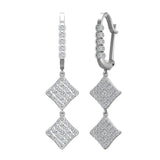 Square Diamond Dangle Earrings Dainty Drop Style 14K Gold 1.10 ct-G,SI - White Gold