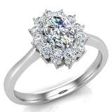 0.80 ct tw April Birthstone Classic Oval Diamond Ring 18K Gold Glitz Design - White Gold