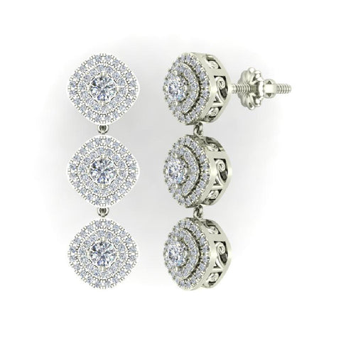 Fashion Diamond Dangle Earrings Exquisite Waterfall 14K Gold-I,I1 - White Gold
