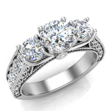 Diamond Engagement Ring 1.75 ct Past Present Future Style 14K Gold-I,I1 - White Gold