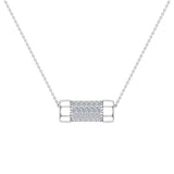 14K Gold Necklace Pave Diamond Capsule Shape Pendant 3/4 Ct-I1 - White Gold