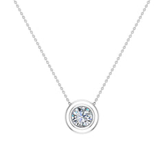 Necklace Round Diamond Bezel Set Solitaire 5.80 mm White Gold