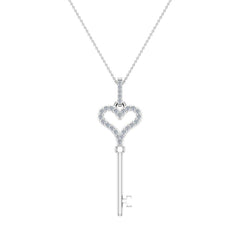 0.27 ct Key to your Heart Diamond Necklace 14K White Gold 