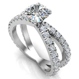 X Cross Split Shank Square Cushion Shape Diamond Engagement Ring 1.75 carat Total 14K Gold - White Gold