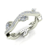Contemporary Leaf Style Diamond Wedding Ring 0.90 ctw 14K Gold-G,I1 - White Gold