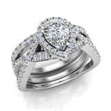 2.16 Ct Moissanite Pear Cut Wedding Ring Set Diamond Ring 14K Gold-I,I1 - White Gold