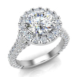 Moissanite round cut diamond halo engagement rings 14K 4.15 ctw I1 - White Gold