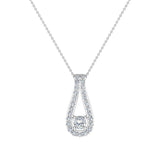 0.46 ct tw Teardrop Halo Diamond Necklace 14K Gold-I,I1 - White Gold