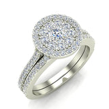 0.88 ct Illusion Solitaire Diamond Wedding Ring Set 14K Gold (G,SI) - White Gold