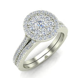 0.88 ct Illusion Solitaire Diamond Wedding Ring Set 18K Gold (G,VS) - White Gold