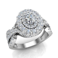 Oval cut diamond engagement Halo Rings White Gold