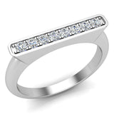 Stacking Bar Ring Diamond Wedding or Anniversary 0.14 ct 18K Gold-G,VS - White Gold