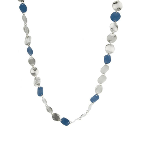 Robert Rose High Polished and Enamel Wavy Disc 41" Necklace