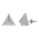 Diamond Stud Earrings Triangle Pyramid Diamond Earrings 14K Gold-I,I1 - White Gold