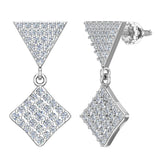 Square Diamond Dangle Earrings 14K Gold 0.80 ct-I,I1 - White Gold