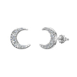 Moon Crescent Shape Pave Diamond Earrings 0.48 ct 14K Gold-G,SI - White Gold