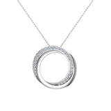 0.61 ct Diamond Pendant Intertwined Circles Necklace 18K Gold-G,VS - White Gold