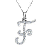 Initial pendant F Letter Charms Diamond Necklace 18K Gold-G,VS - White Gold