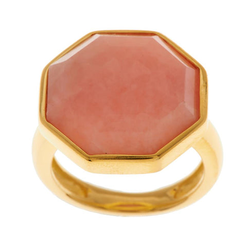 Veronese 18K Clad Faceted Pink Opal Ring