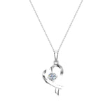Dainty Heart Pendant Round 4mm Diamond Necklace 18K Gold 0.25 CTW-G,SI - White Gold